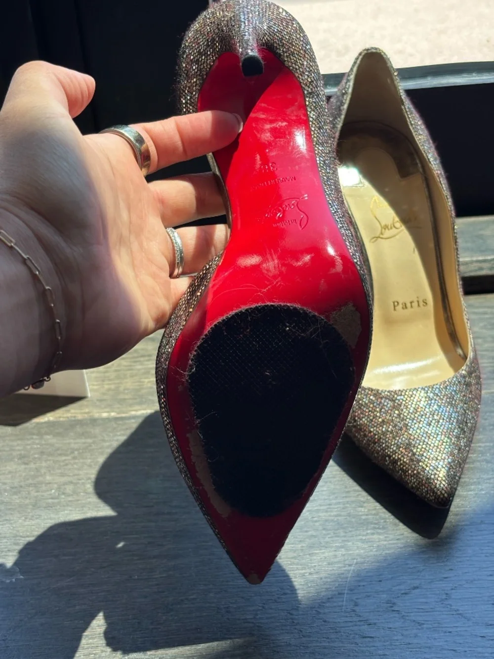 Christian Louboutin Iriza Glitter Pumps Size 38 Authentic